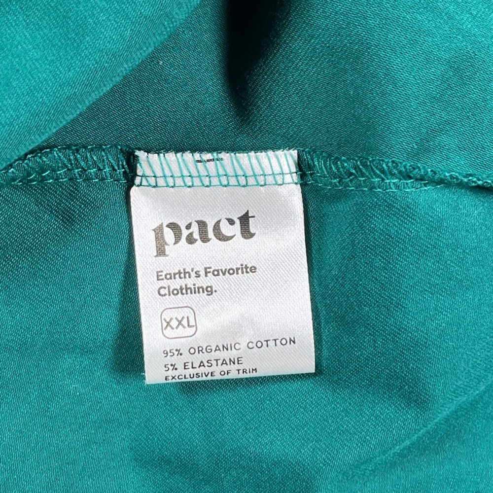 Pact Fit and Flare Dress Women XXL Teal Green Organic Cotton 3/4 Sleeve V-Neck - Picture 4 of 8